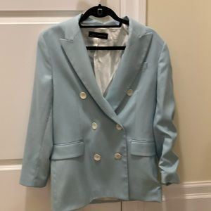 Zara blue blazer with white buttons